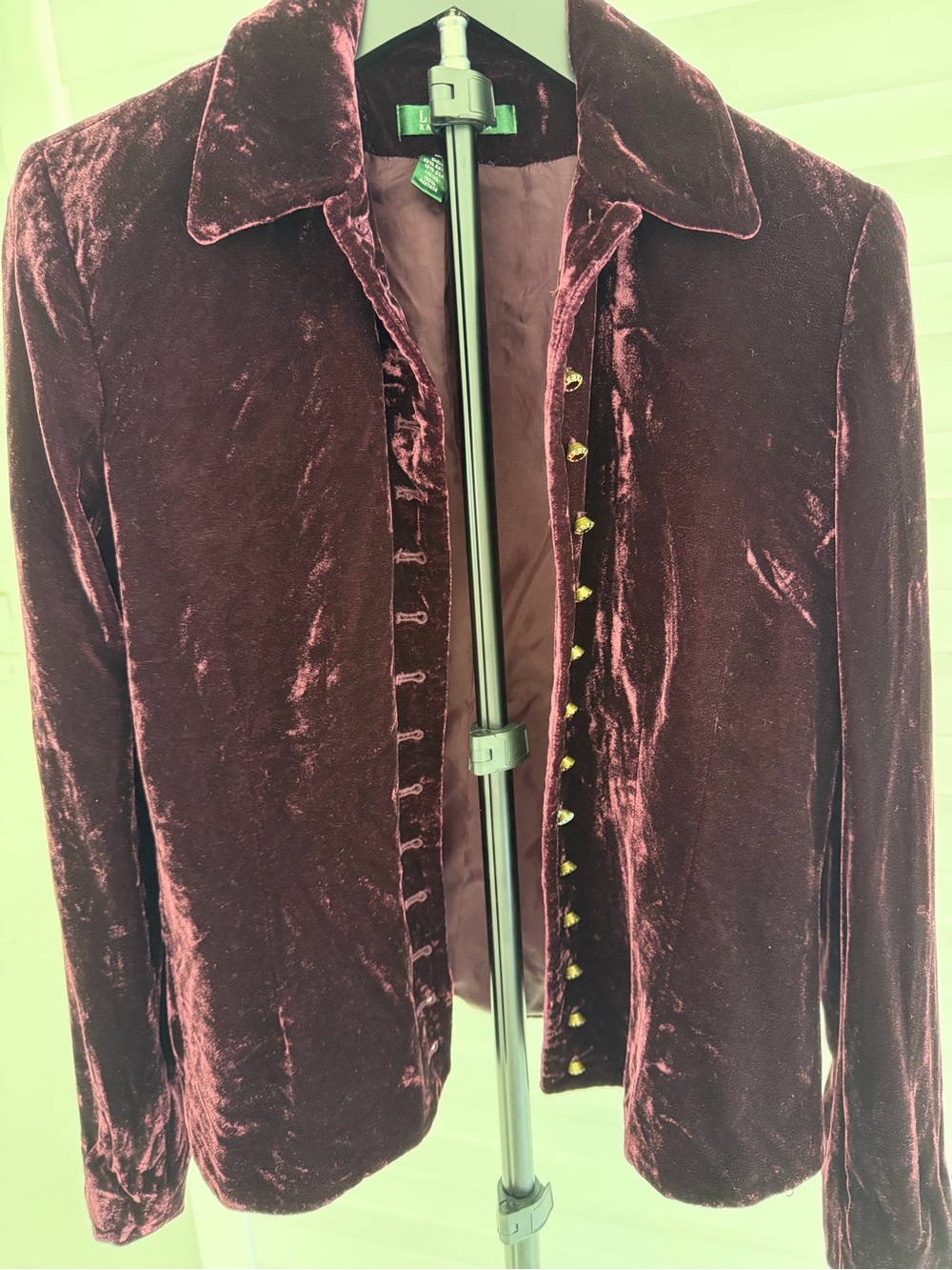 Ralph Lauren Velvet Button-Down Shirt in Deep Plum - Picture 2 of 11
